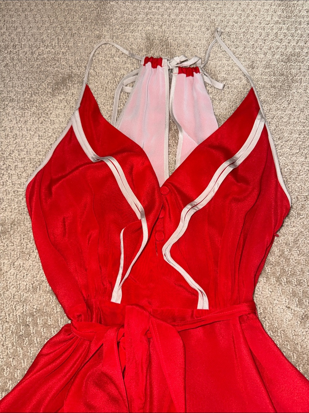 Anthropologie silk Red Mini Dress with Contrast Trim - Picture 8 of 11
